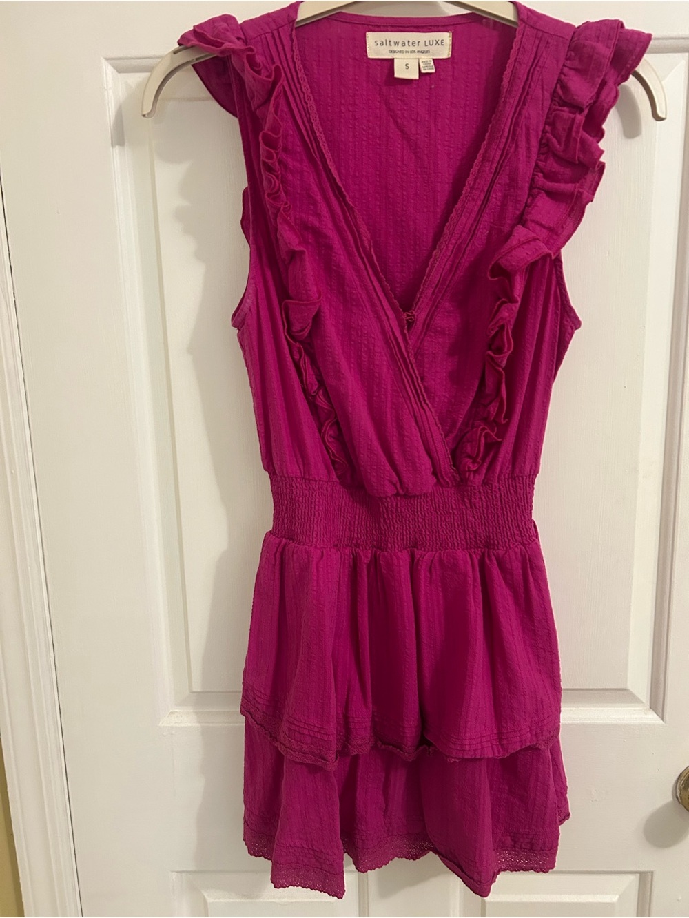 saltwater LUXE Fuchsia Ruffle Mini Dress